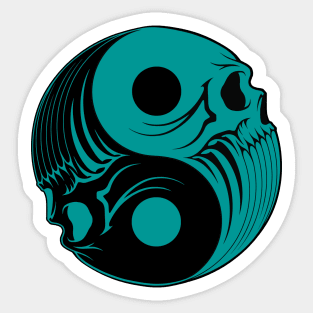 Teal and Black Yin Yang Skulls Sticker